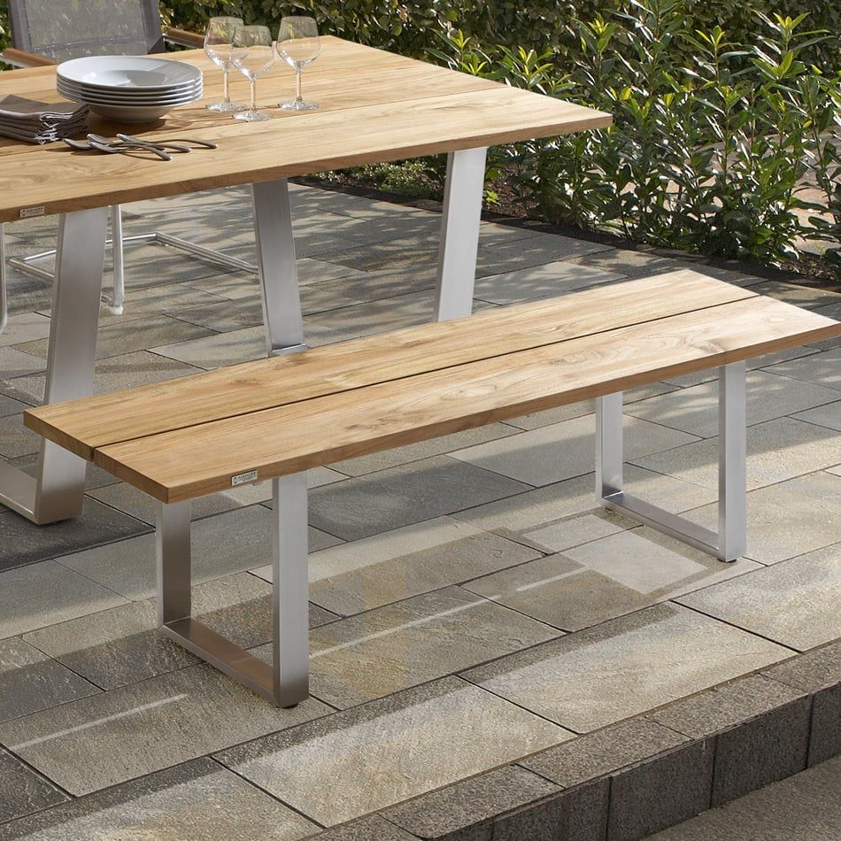 Niehoff Nemo Gartenbank 220cm Edelstahl Profilkufe /Teak