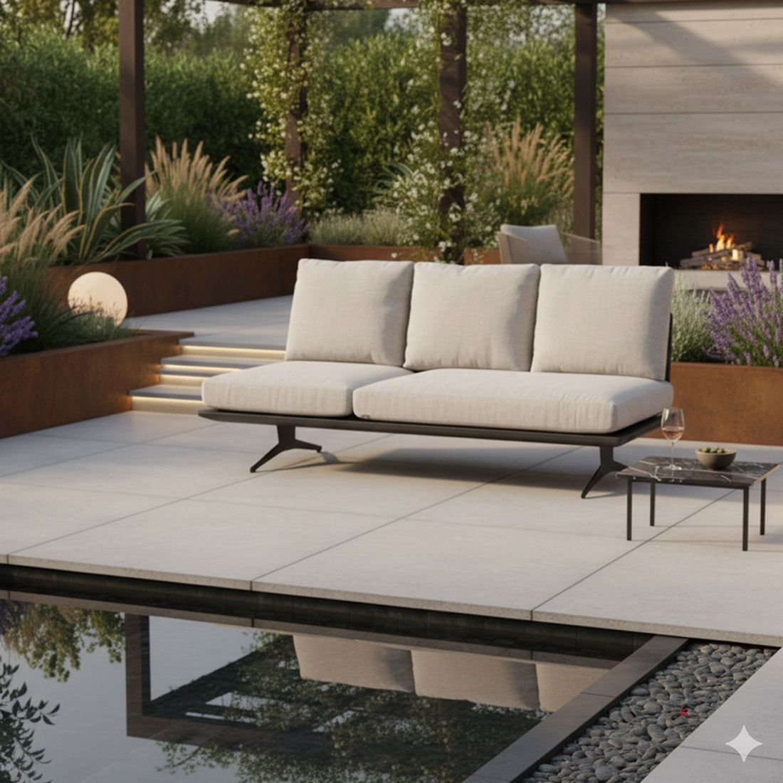 Stern Enya Diningsofa verstellbar Aluminium/Rope/Outdoorstoff