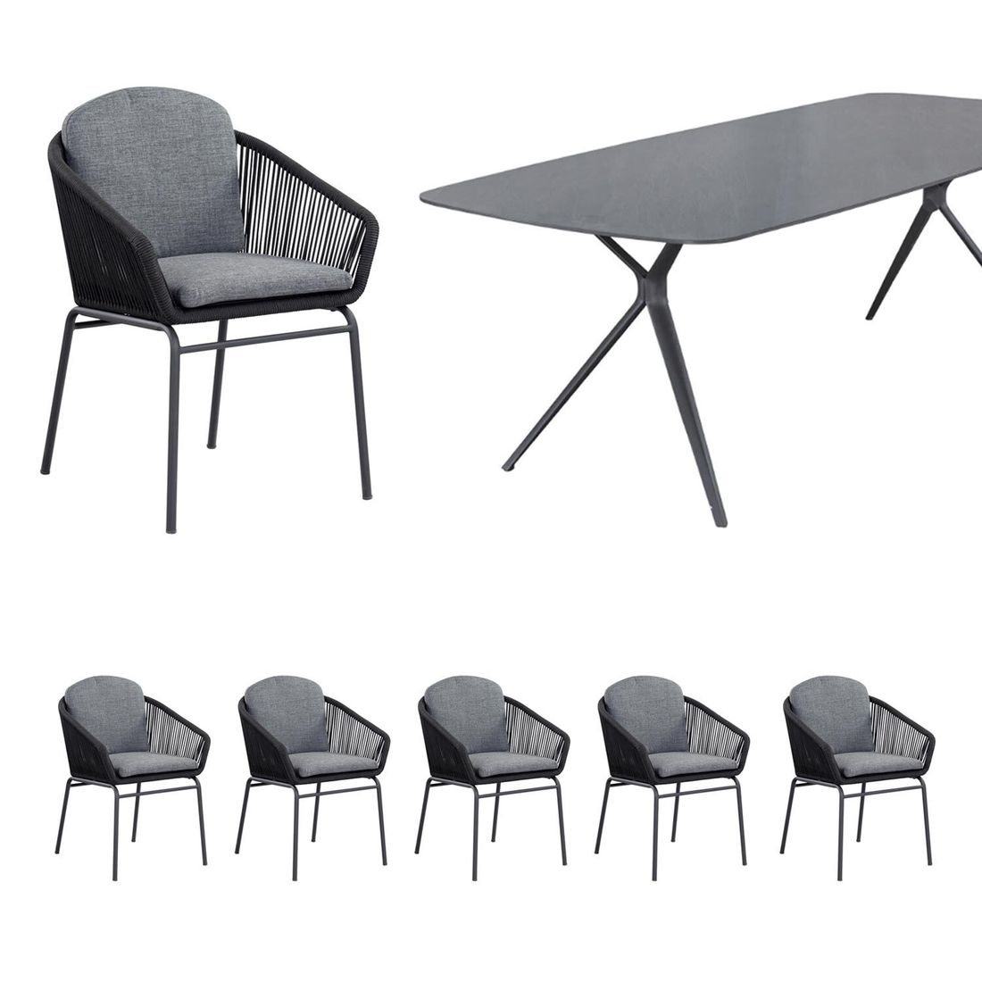 Cosmic Collection Rondo Gartenmöbel-Set L (6 Plätze) Tisch 240x100cm