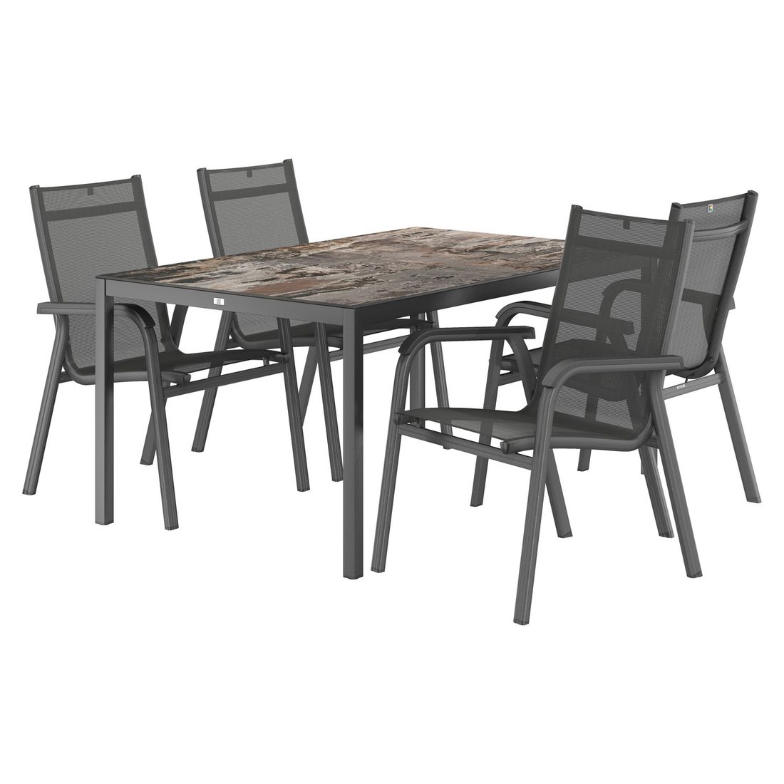 Kettler Basic Plus Gartenmöbel-Set mit OUTLIV. Tisch Aluminium/Dekton