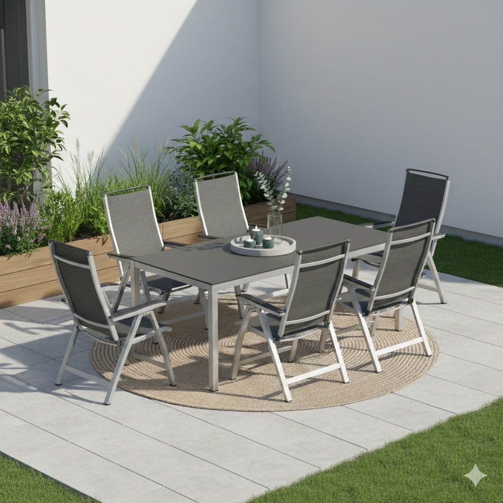 Kettler Forma II Gartenmöbel-Set L verstellbar (6 Plätze) mit OUTLIV. Tisch 160x90cm