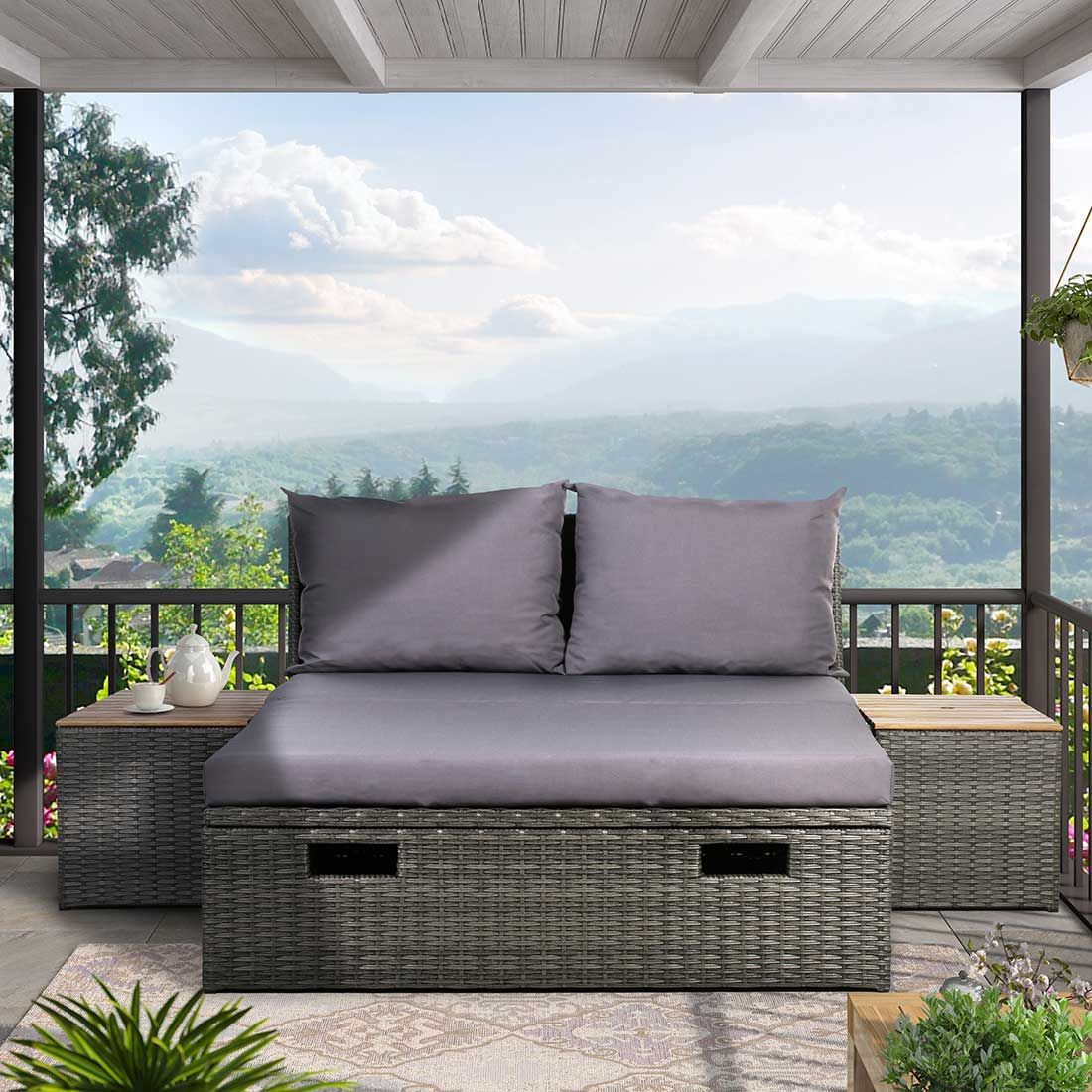 OUTLIV. Multifunktionales Daybed Aluminium/Polyrattan