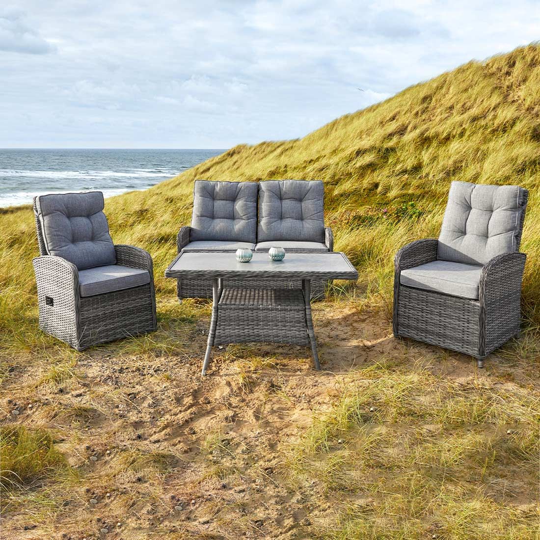 LC Garden Bailado Dininglounge verstellbar 4-tlg. Geflecht/Polyester