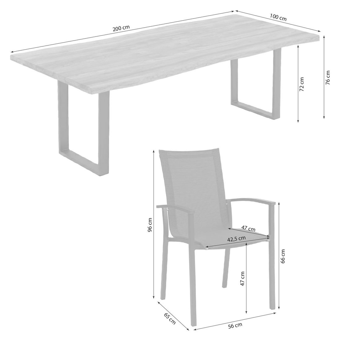 Stern Evoee Gartenmöbel-Set L (6 Plätze) mit OUTLIV. Tisch 200x100 cm