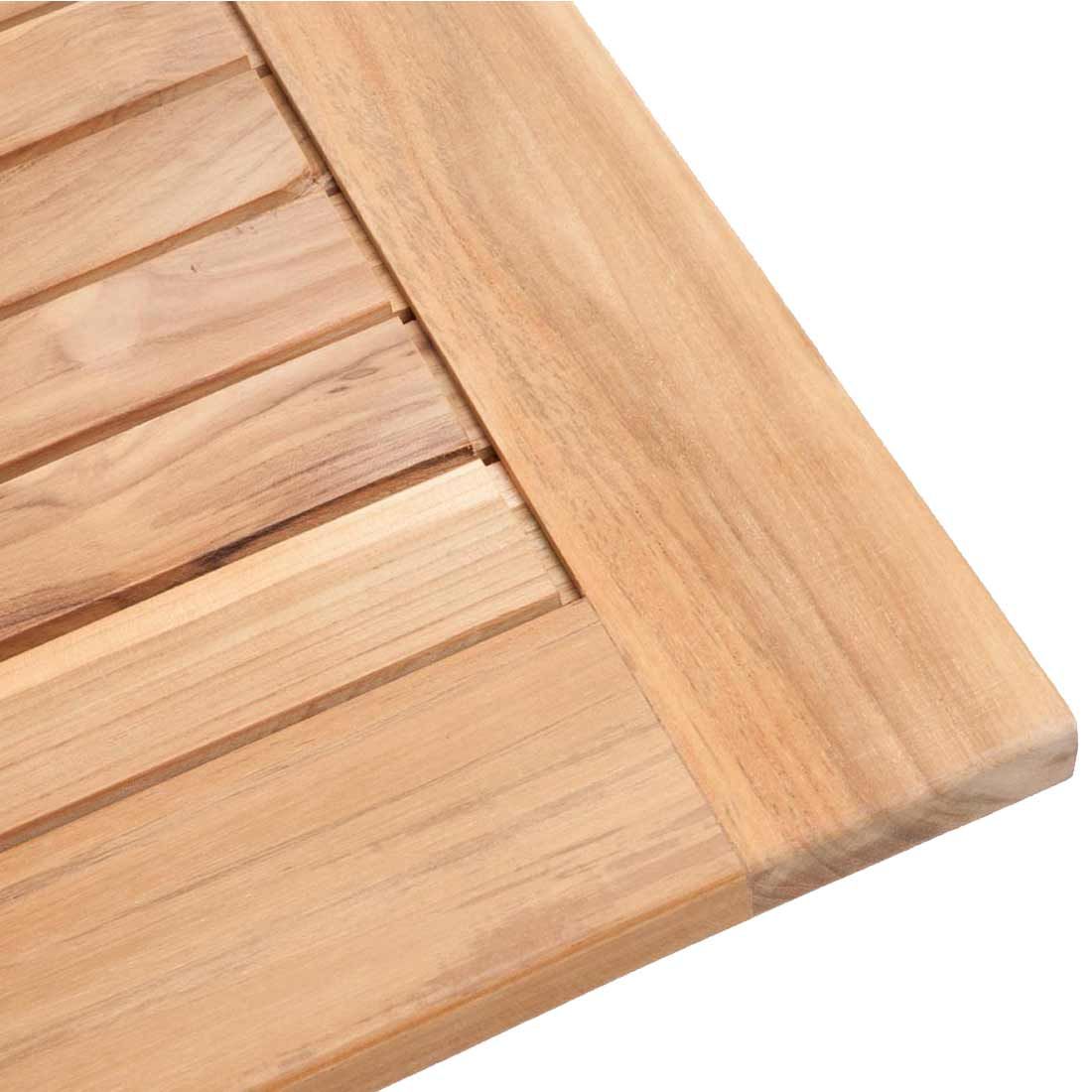 Zebra Poker Klapptisch 140x95 cm Teak mit Edelstahlbeschlägen