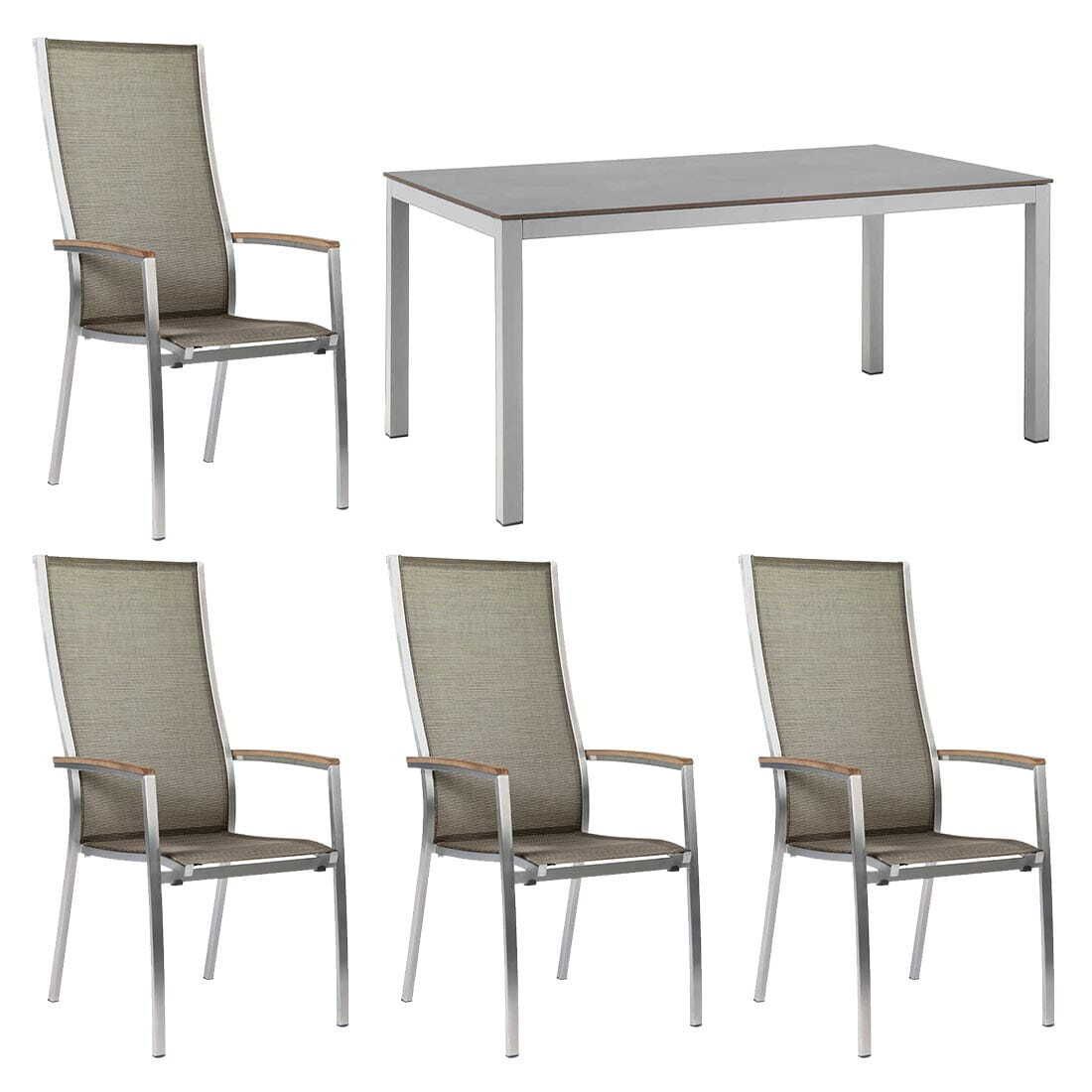 Stern Cardiff Gartenmöbel-Set M (4 Plätze) mit OUTLIV. Tisch 160x90cm