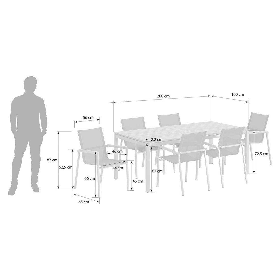 OUTLIV. Rimini Gartenmöbel-Set L (6 Plätze) Tisch 200x100cm