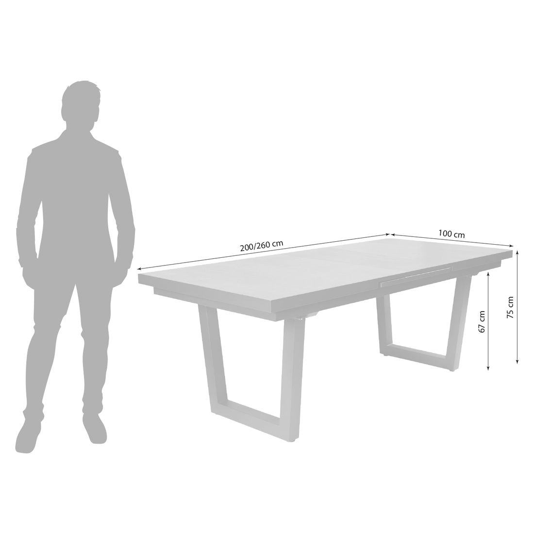 LC Garden Keramo-Stone Ausziehtisch 200/260x100cm Aluminium/Sinterstein