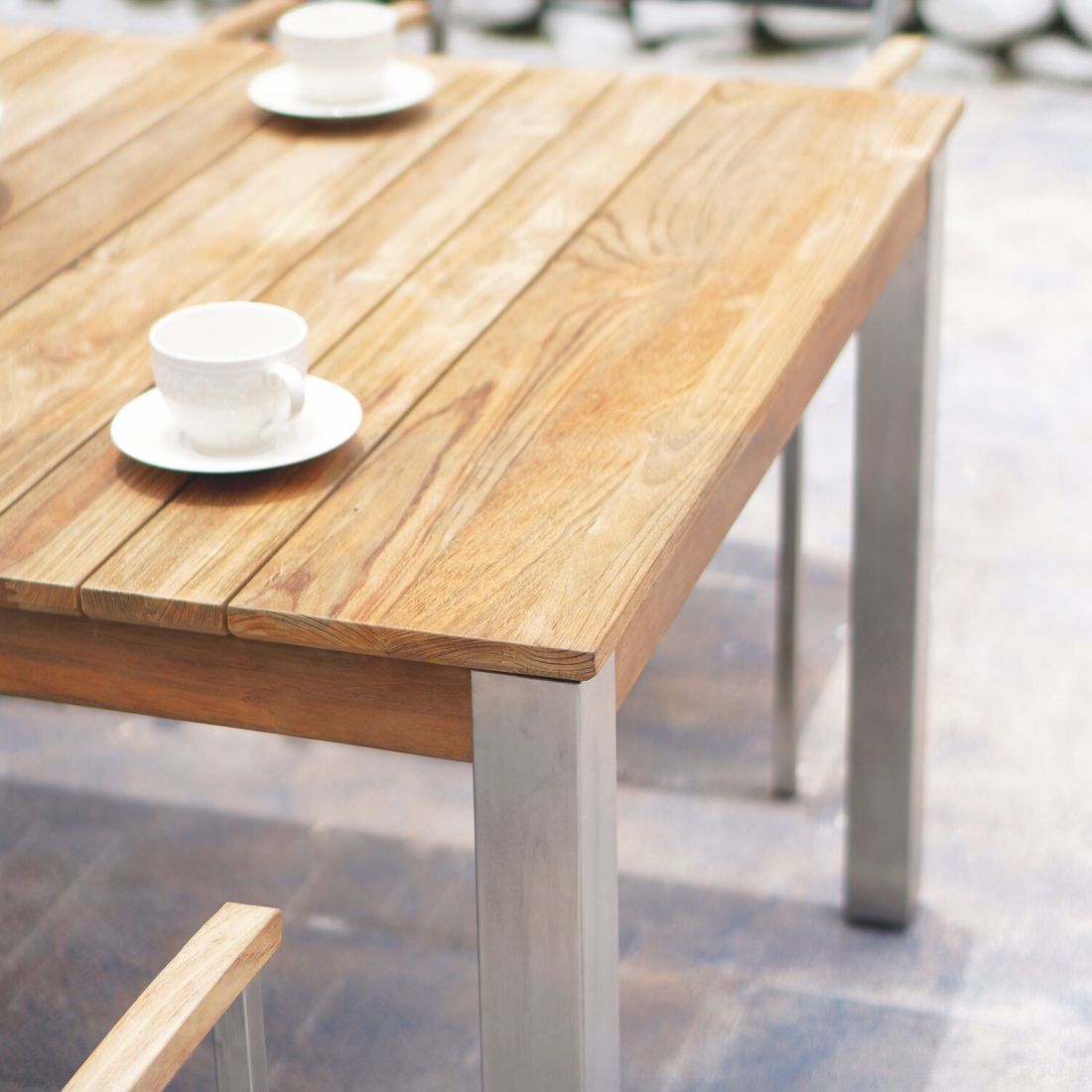 Zebra Derex Gartentisch 180x100cm Edelstahl/Teak recycelt