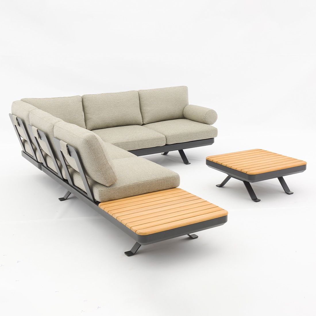 Zebra Sky Ecklounge verstellbar inkl. Loungetisch Aluminium/Sunproof