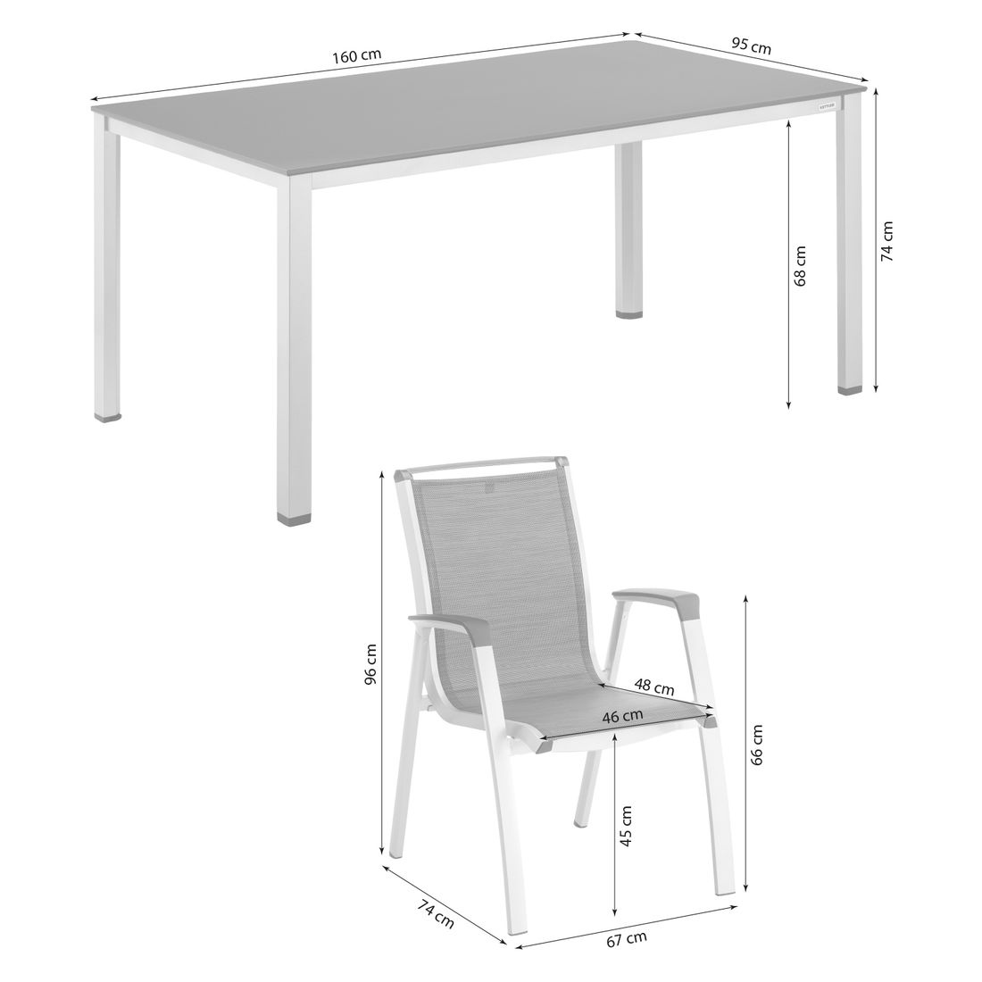 Kettler Forma II Gartenmöbel-Set M (4 Plätze) Tisch 160x95cm