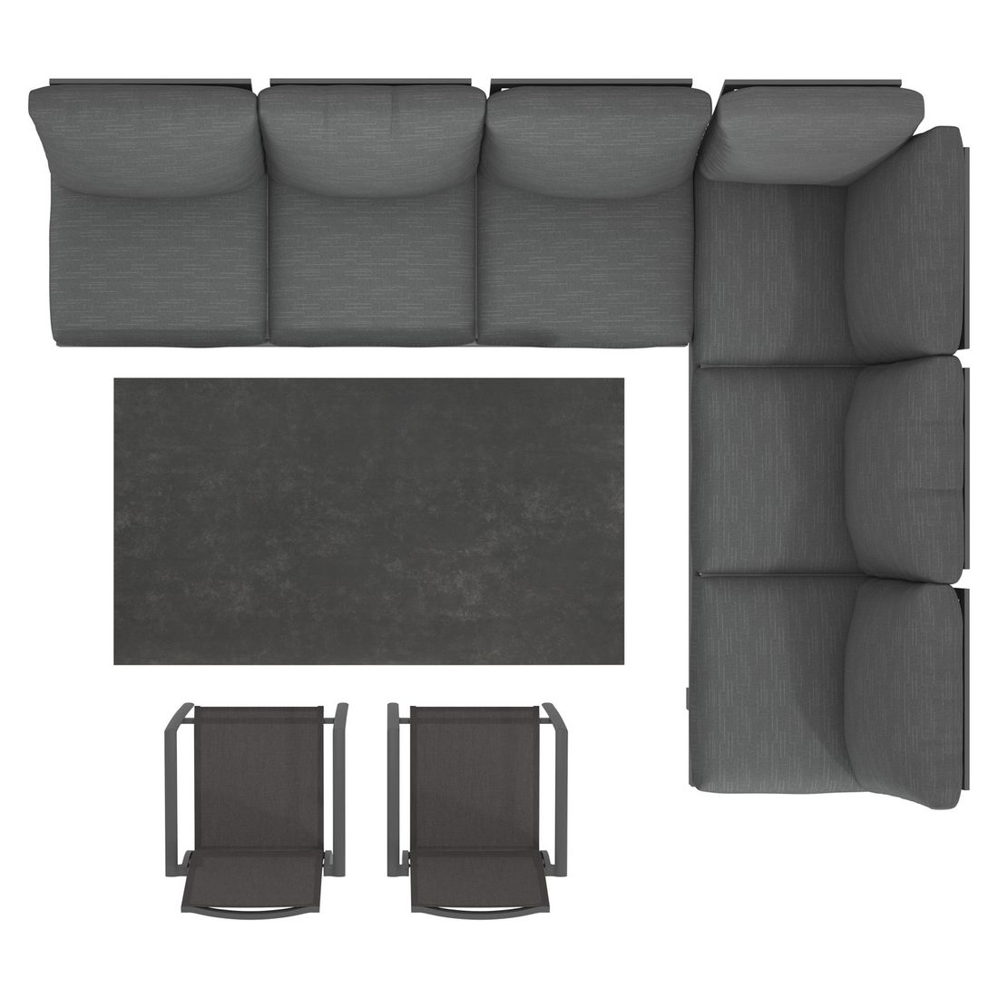 OUTLIV. Atlanta Dininglounge verstellbar Tisch 160x90cm Aluminium/Olefin