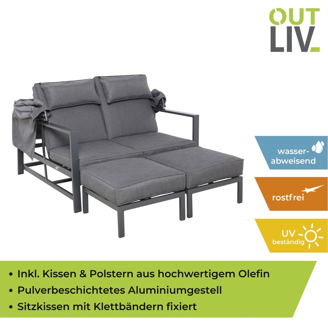 OUTLIV. Atlanta Daybed verstellbar Aluminium/Olefin