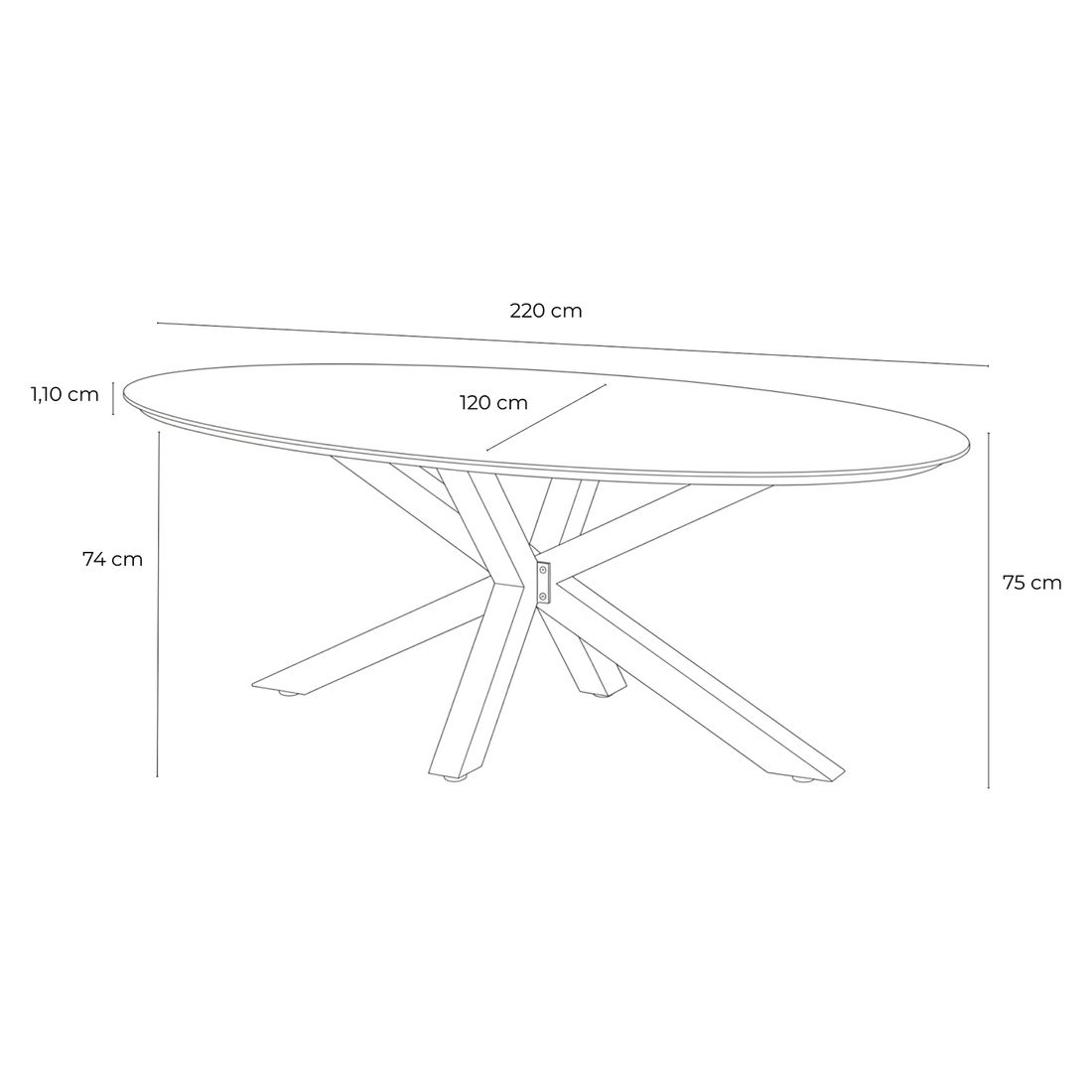 Hartman Granada Gartentisch 220x120cm Aluminium/Keramik