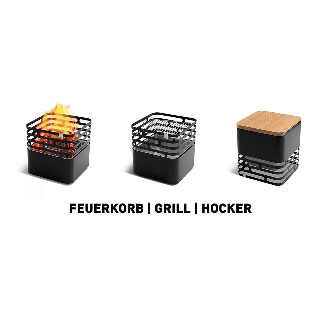 höfats CUBE Feuerkorb Edelstahl
