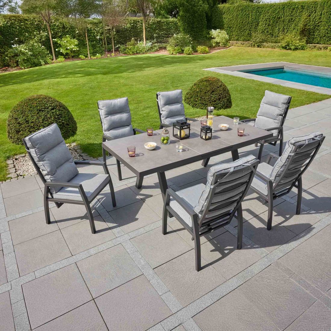 LC Garden Vivera-Stone Ausziehtisch 200/260x100cm Aluminium/Sinterstein