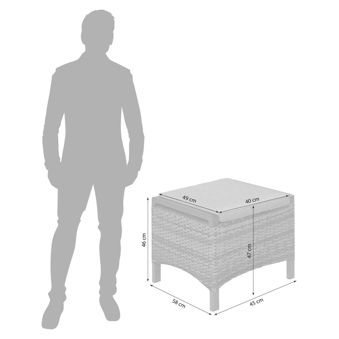 LC Garden Vivera-Stone Loungehocker Aluminium/Geflecht