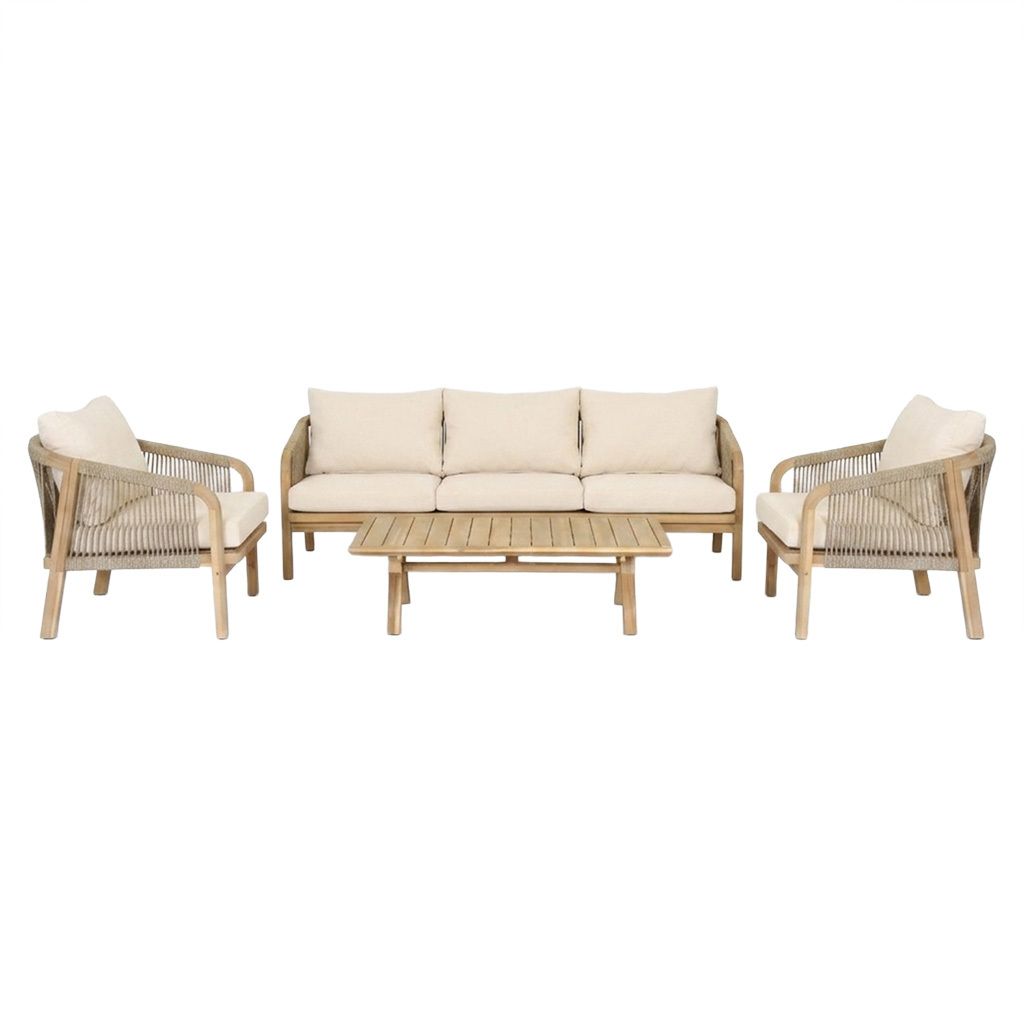 OUTLIV. Amelie Loungeset inkl. Loungetisch Akazie/Rope/Spun Polyester