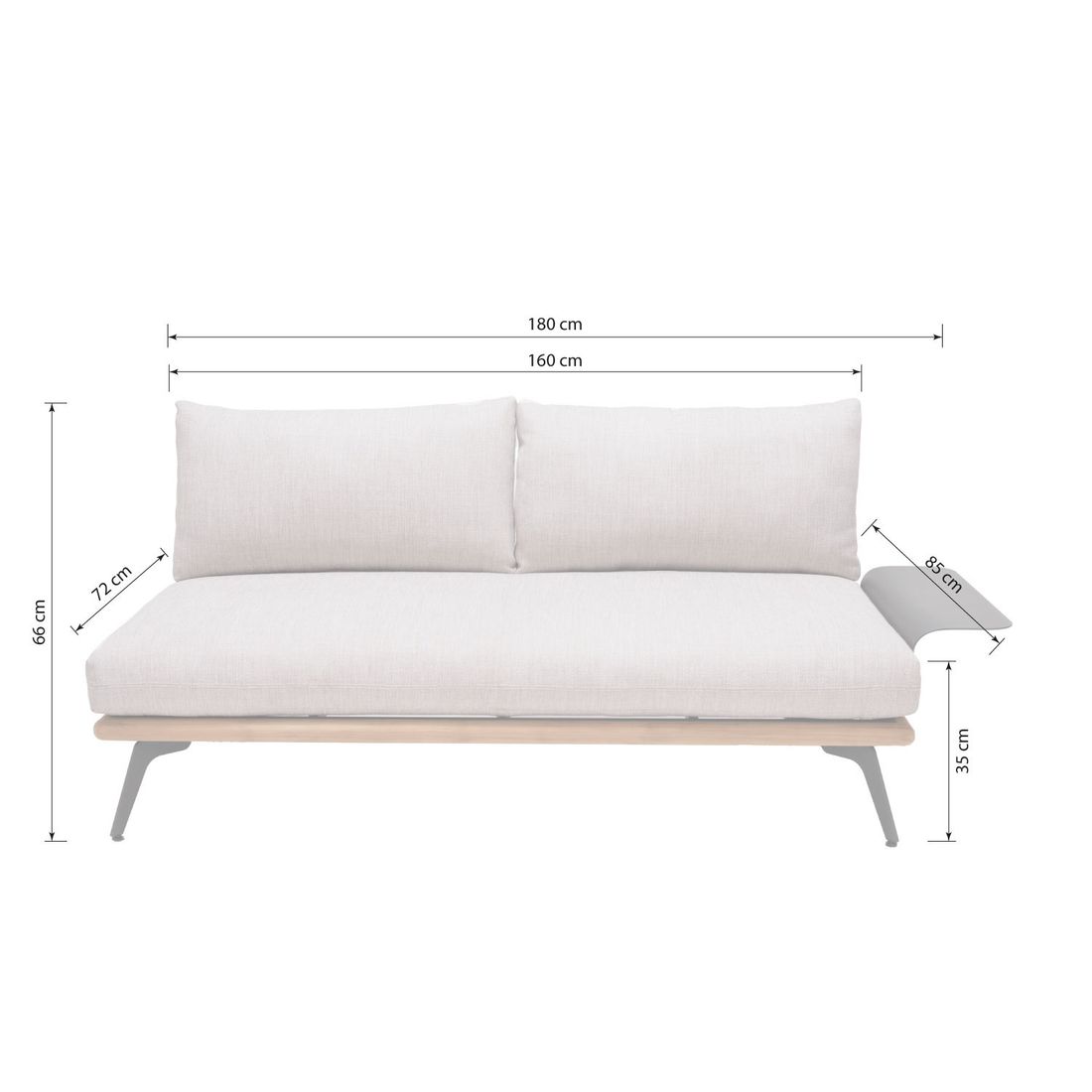 LifestyleGarden Pearl Gartenloungesofa Aluminium/Teak/Olefin
