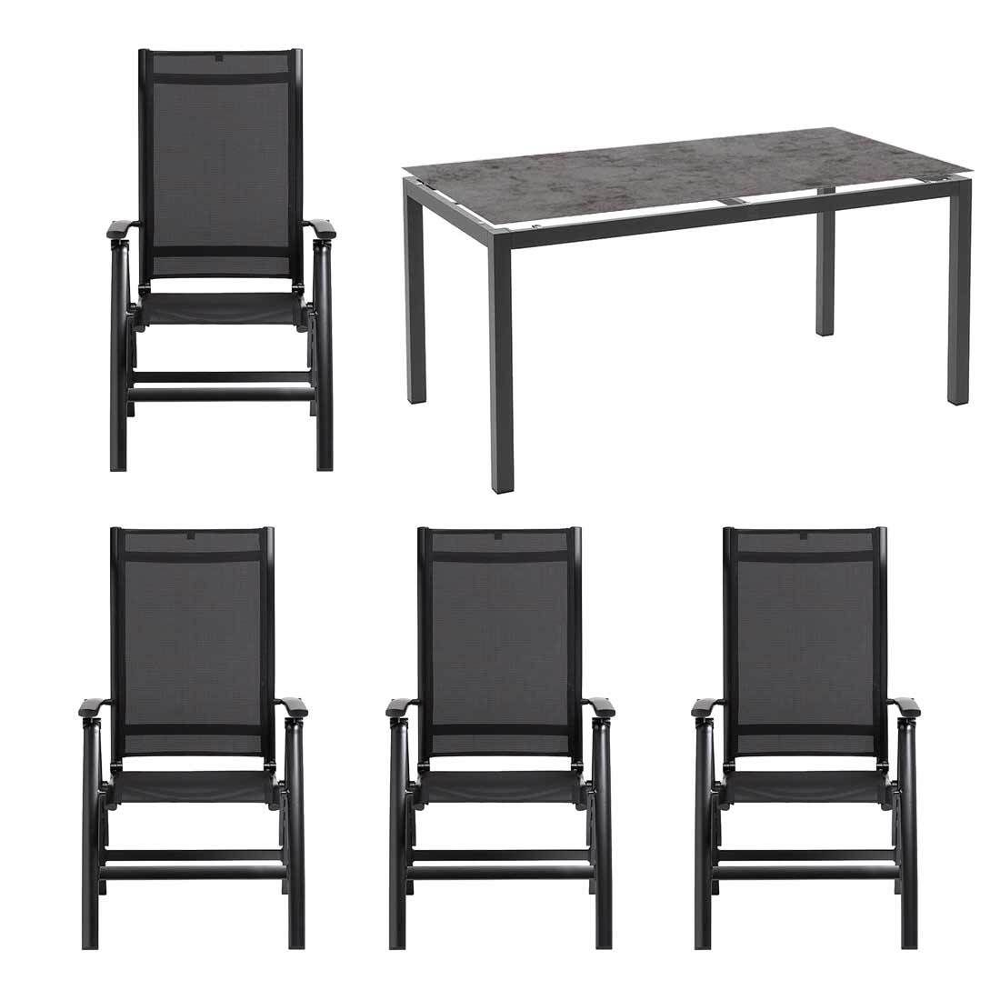 Kettler Legato Curve Gartenmöbel-Set M (4 Plätze) mit OUTLIV. Tisch 160x90cm