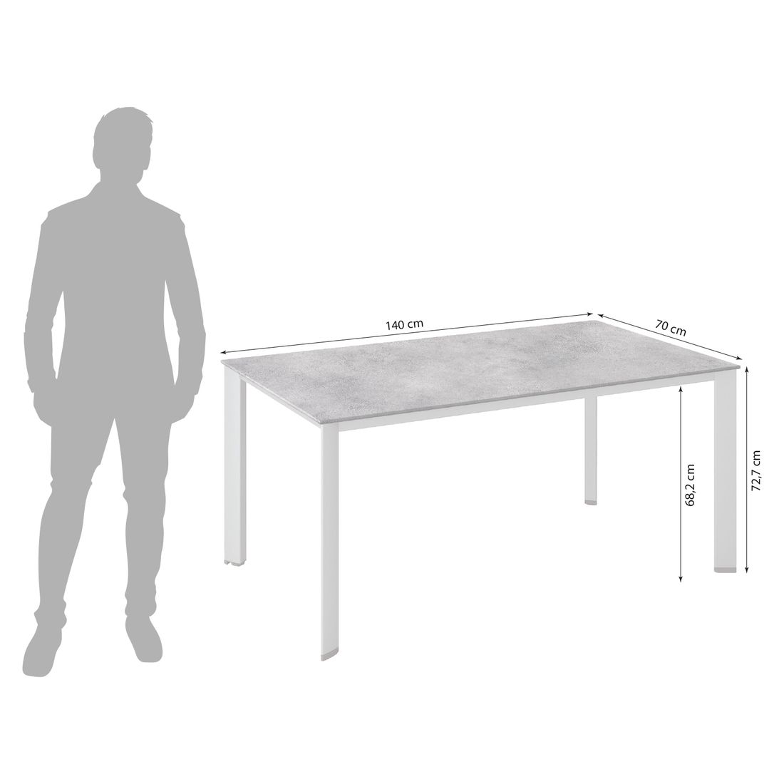 Kettler Edge Gartentisch 140x70cm Aluminium/HPL
