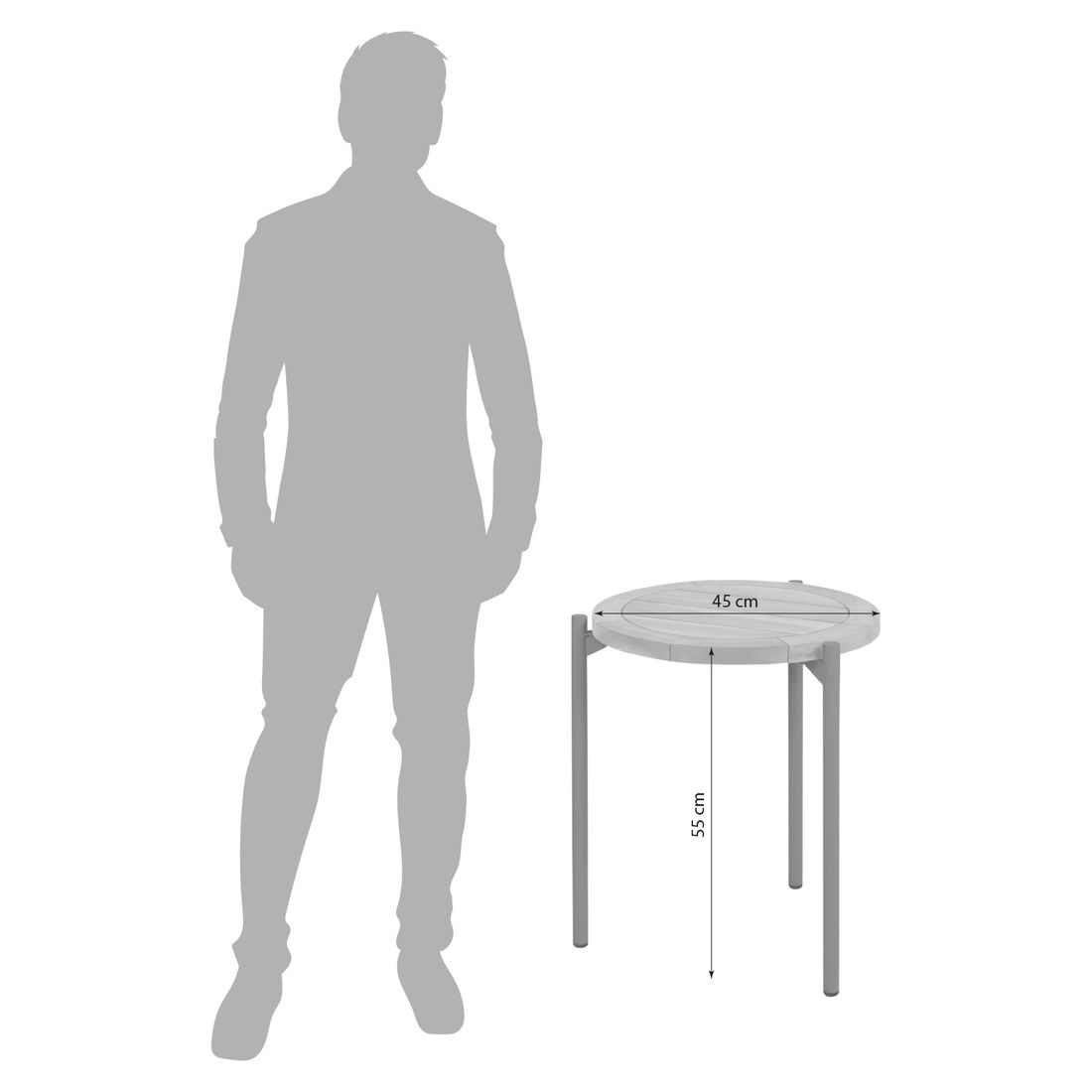 4Seasons Yoga Loungetisch Ø45cm Aluminium/Teak