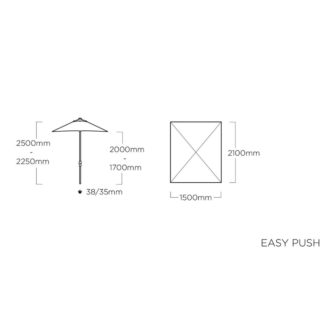 Kettler Easy Push Mittelstockschirm