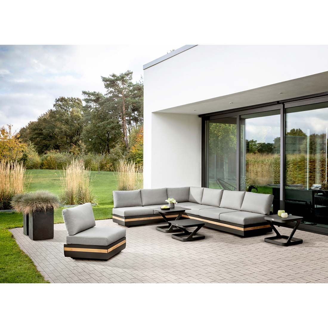 Niehoff Volano Eck-/Endmodul Aluminium/Teak/Polypropylen