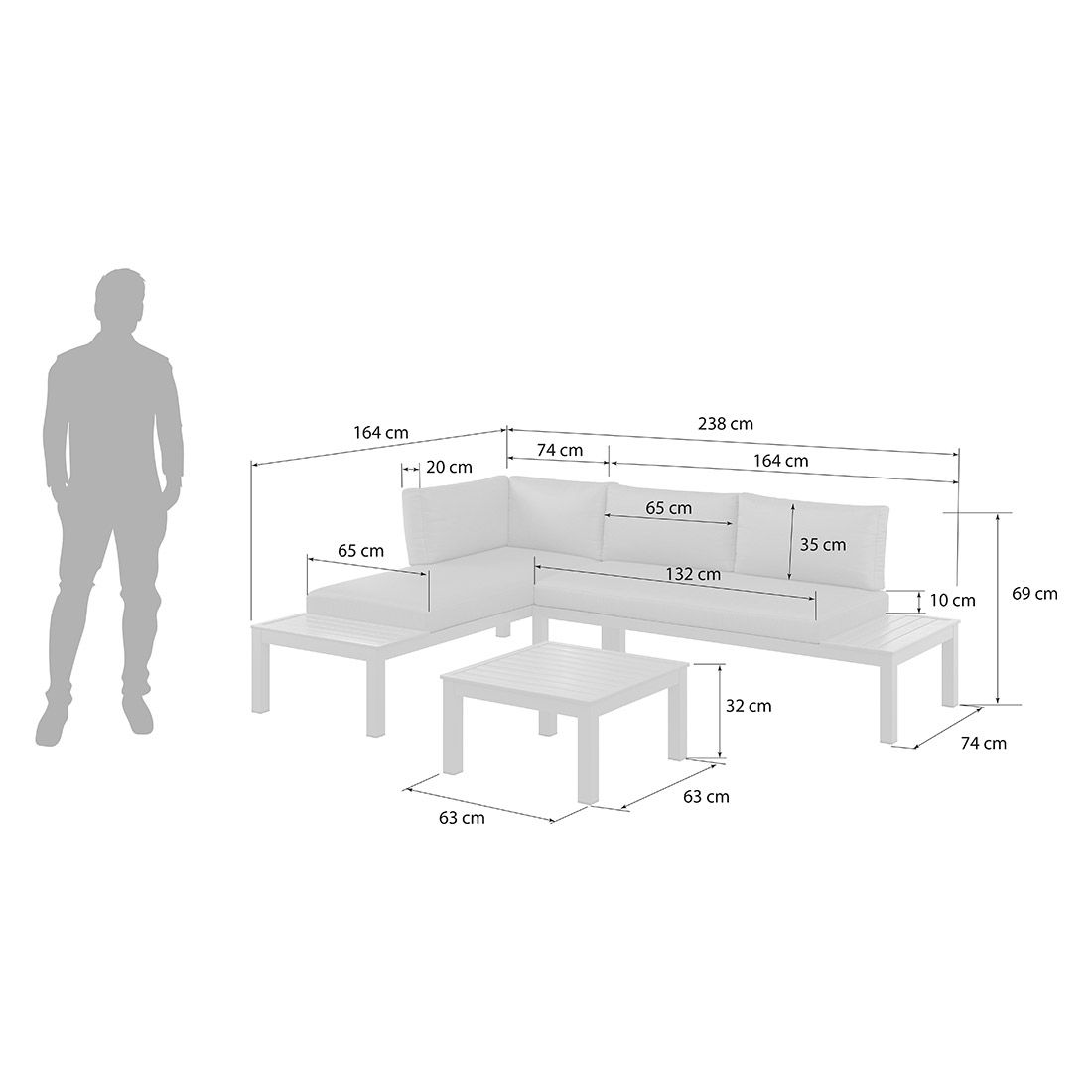 OUTLIV. Morsum Modulare Ecklounge Aluminium/Spunpolyester