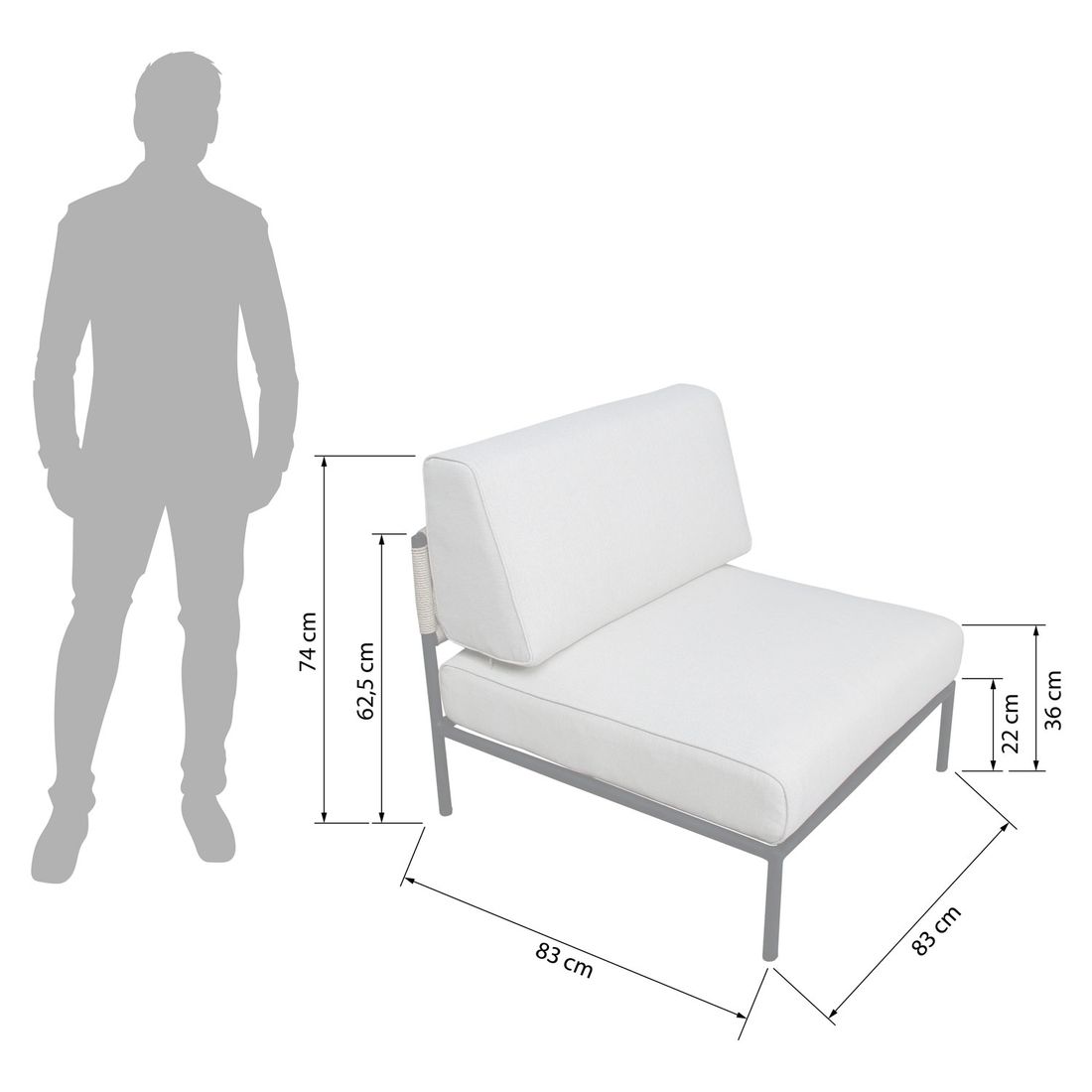 OUTLIV. Blair Ecklounge Stahl/Rope/Olefin