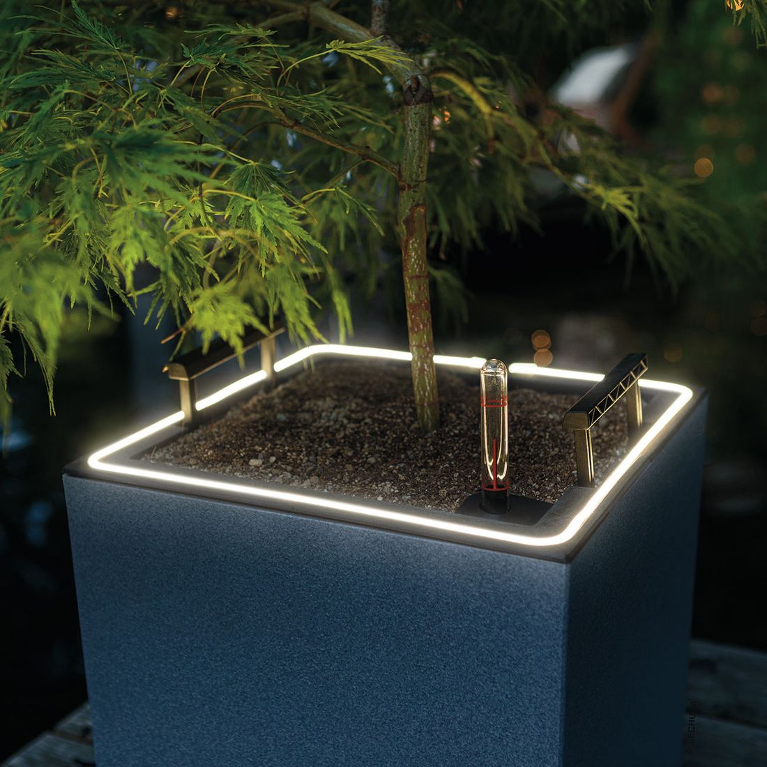 Lechuza Canto Stone 30 LED Pflanzgefäß mit Beleuchtung Kunststoff