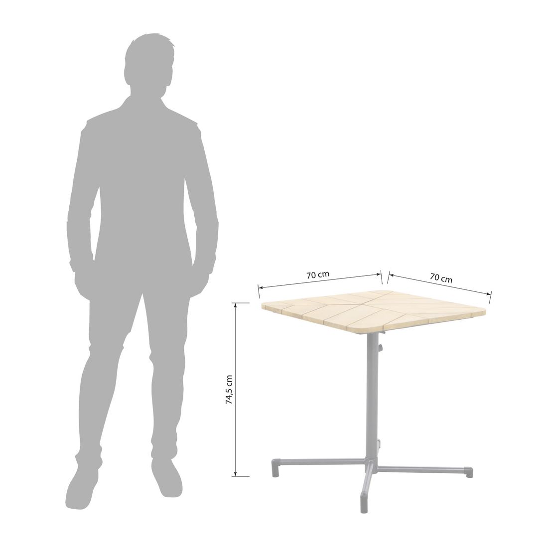 MWH Blomst Klapptisch 70x70cm Stahl/Teak