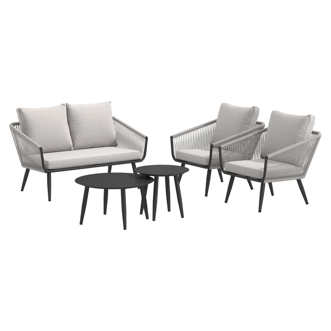 OUTLIV. Alex Loungeset inkl. Loungetische Aluminium/Rope/Olefin