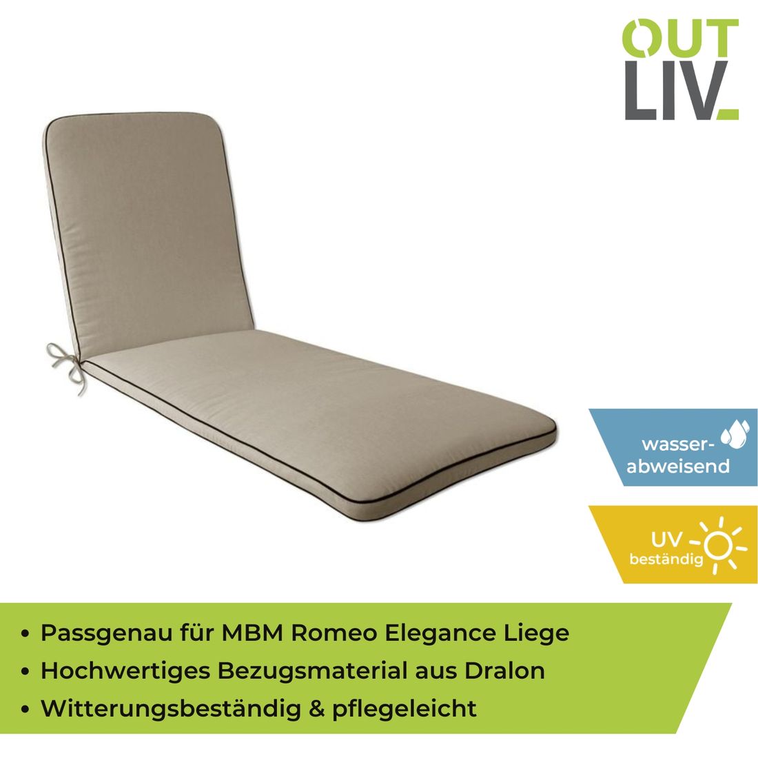 OUTLIV. Romeo Elegance Gartenliegenauflage 60x190cm Dralon