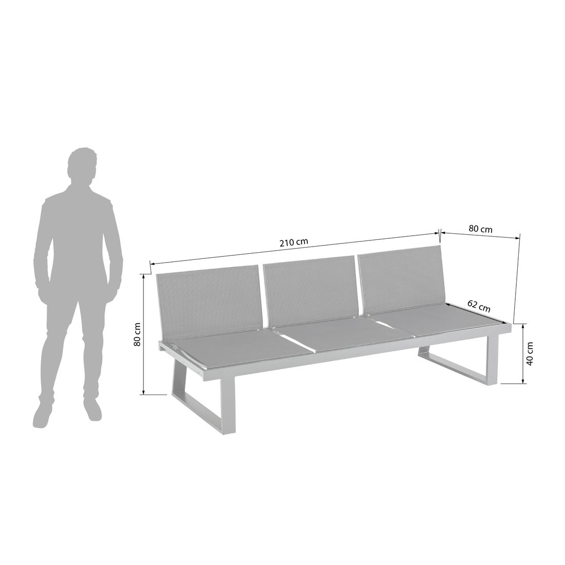 Kettler Rasmus Modular Gartenbank Aluminium/Outdoorgewebe