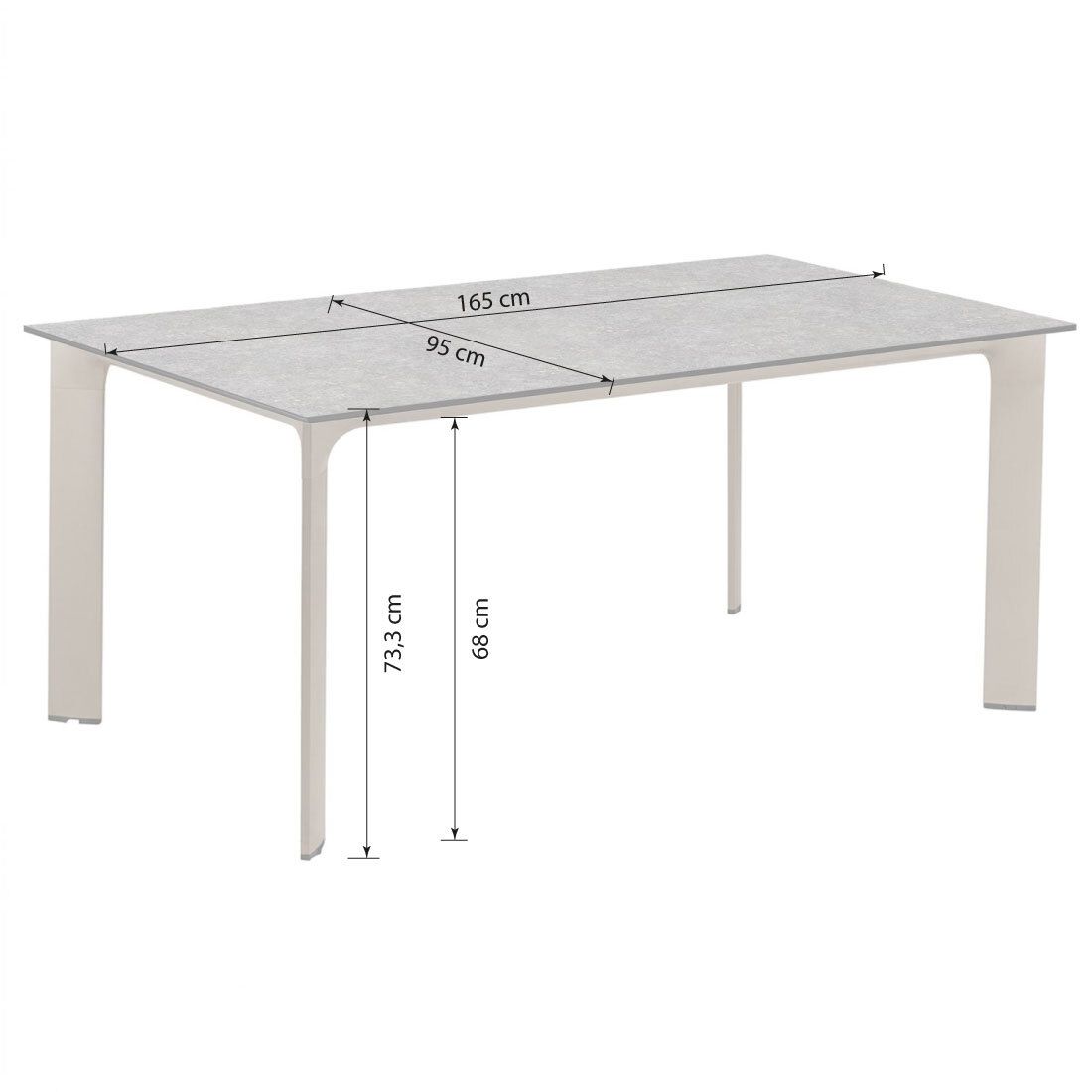 Kettler Diamond Gartentisch 160x95cm Aluminium/HPL