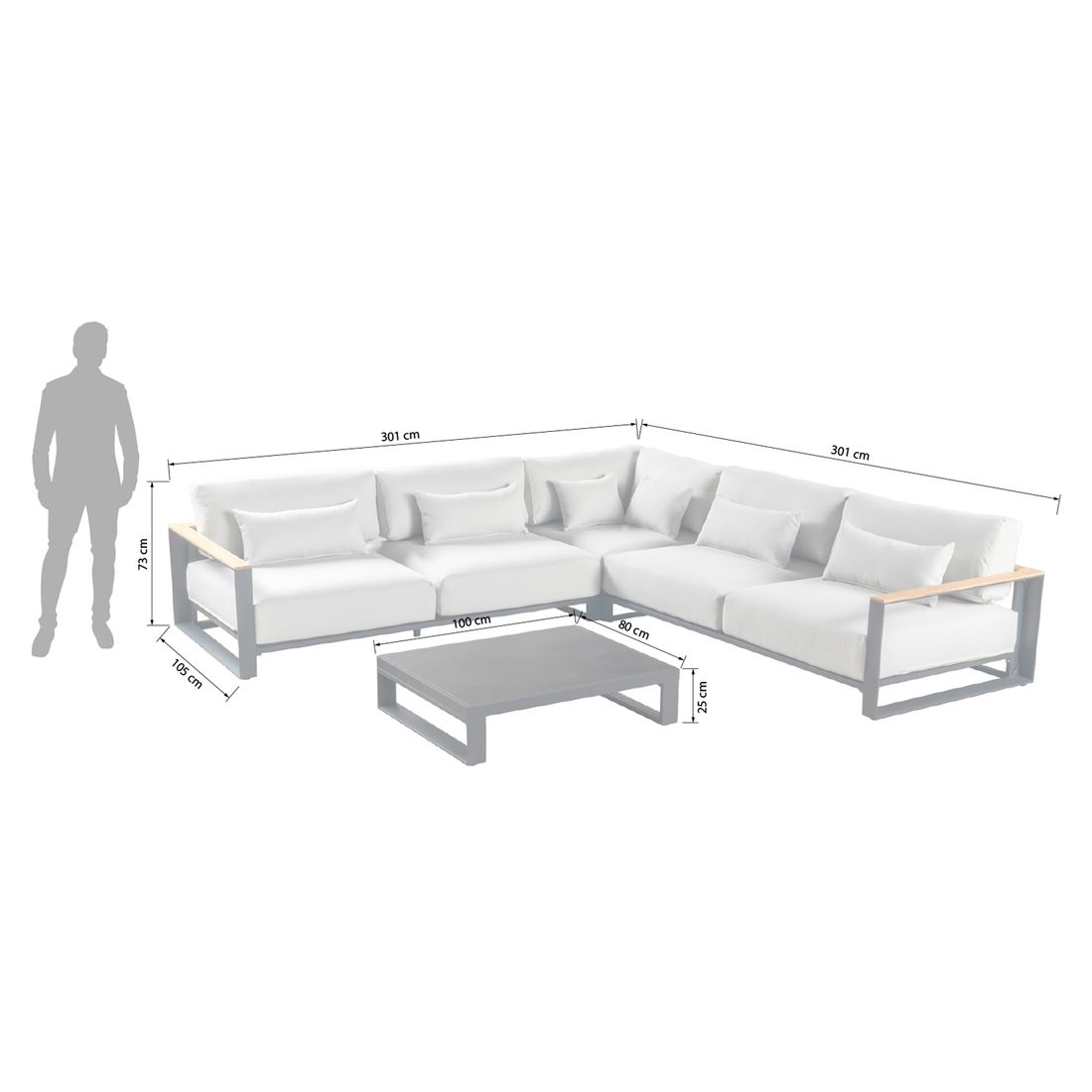 OUTLIV. Ravino Ecklounge inkl. Loungetisch Aluminium/Olefin