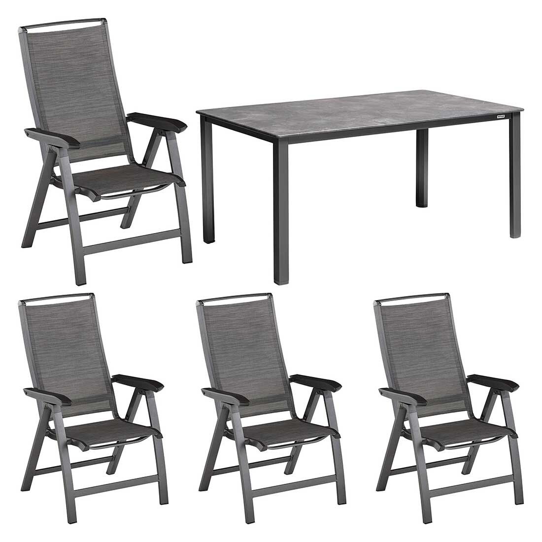 Kettler Forma II Gartenmöbel-Set M verstellbar (4 Plätze) Tisch 160x90cm