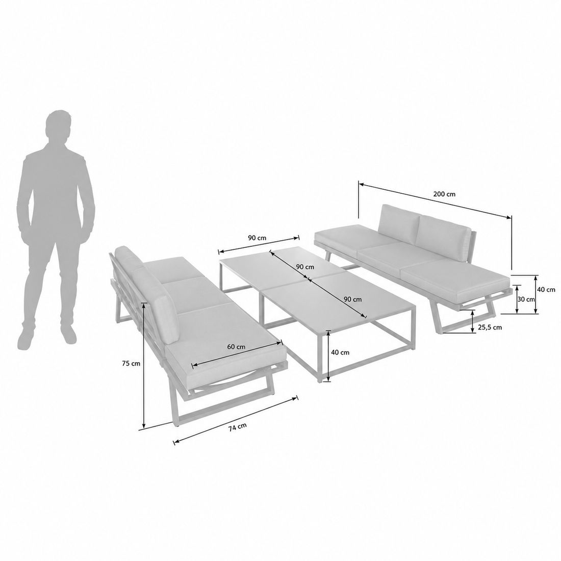 OUTLIV. Lucca Loungeset inkl. Loungetische Aluminium/Polyester