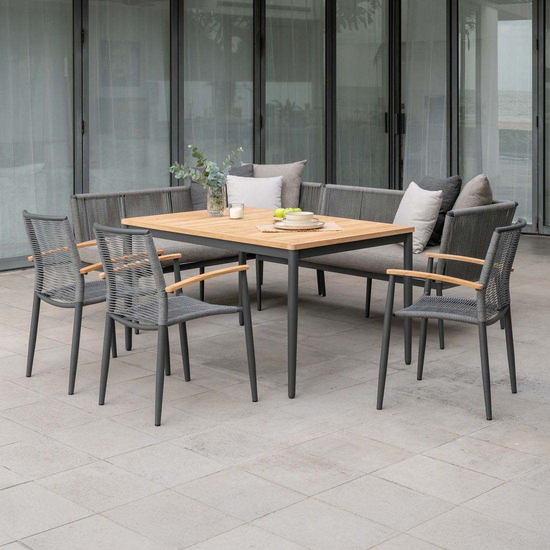 LifestyleGarden Topaz Gartenmöbel-Set L (6 Plätze) Tisch 144x90cm