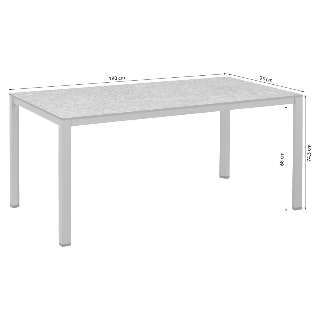 Kettler Cubic Gartentisch 180x95cm Aluminium/HPL