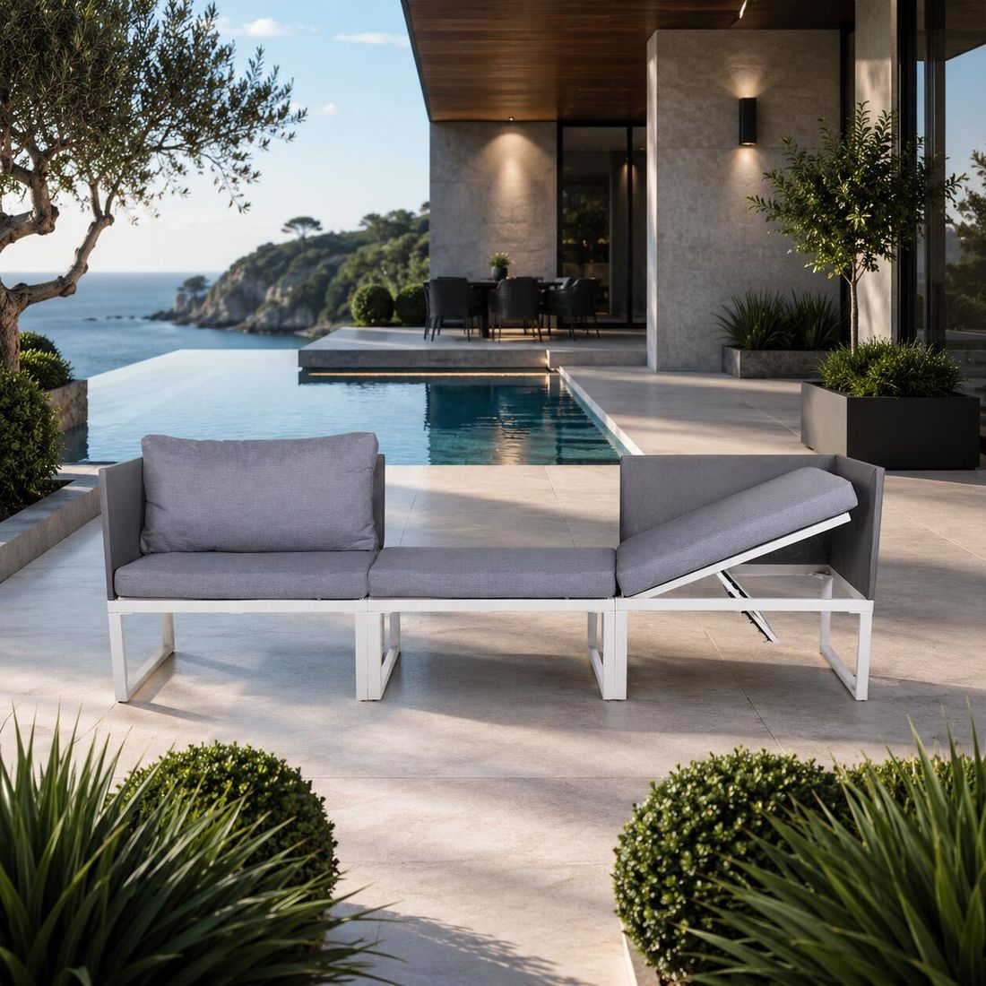 OUTLIV. Modular Loungeset inkl. Loungetisch Aluminium/Polypropylen