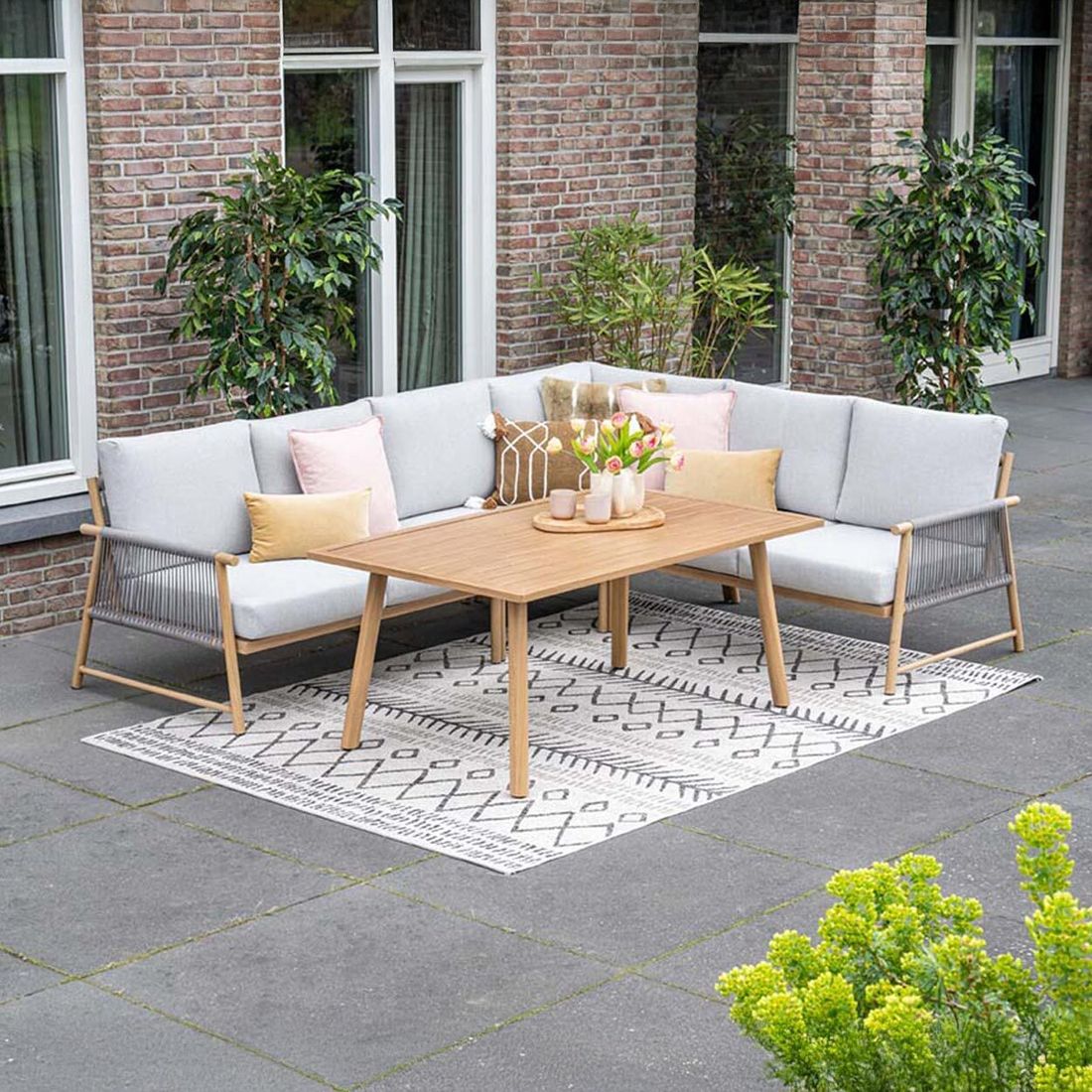 Garden Impressions Bahama Dininglounge Tisch 160x95,5cm Aluminium/Rope/Polyester