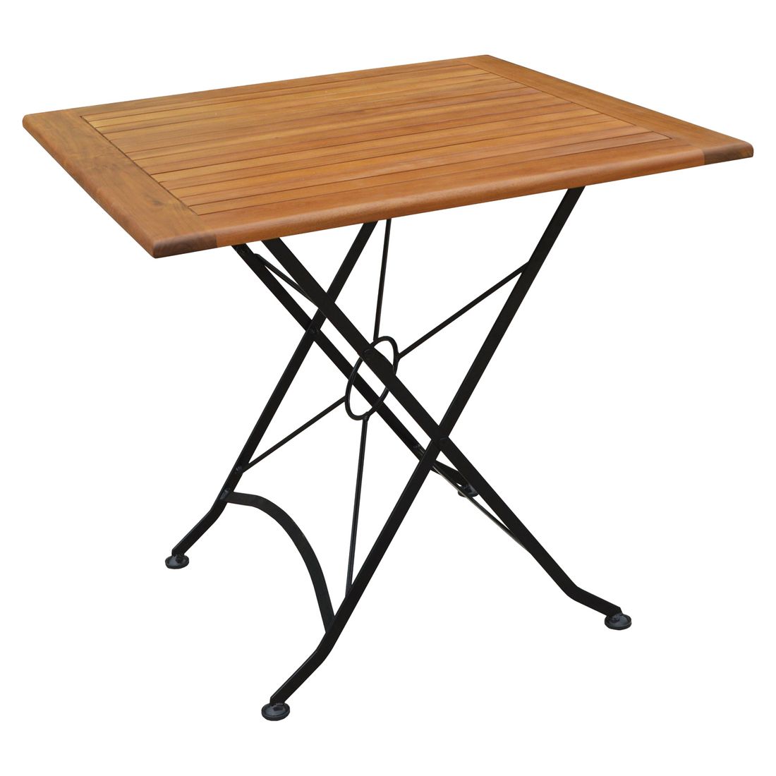 Acamp Lindau Biergarten-Klapptisch 80x80cm Eisen/Akazie