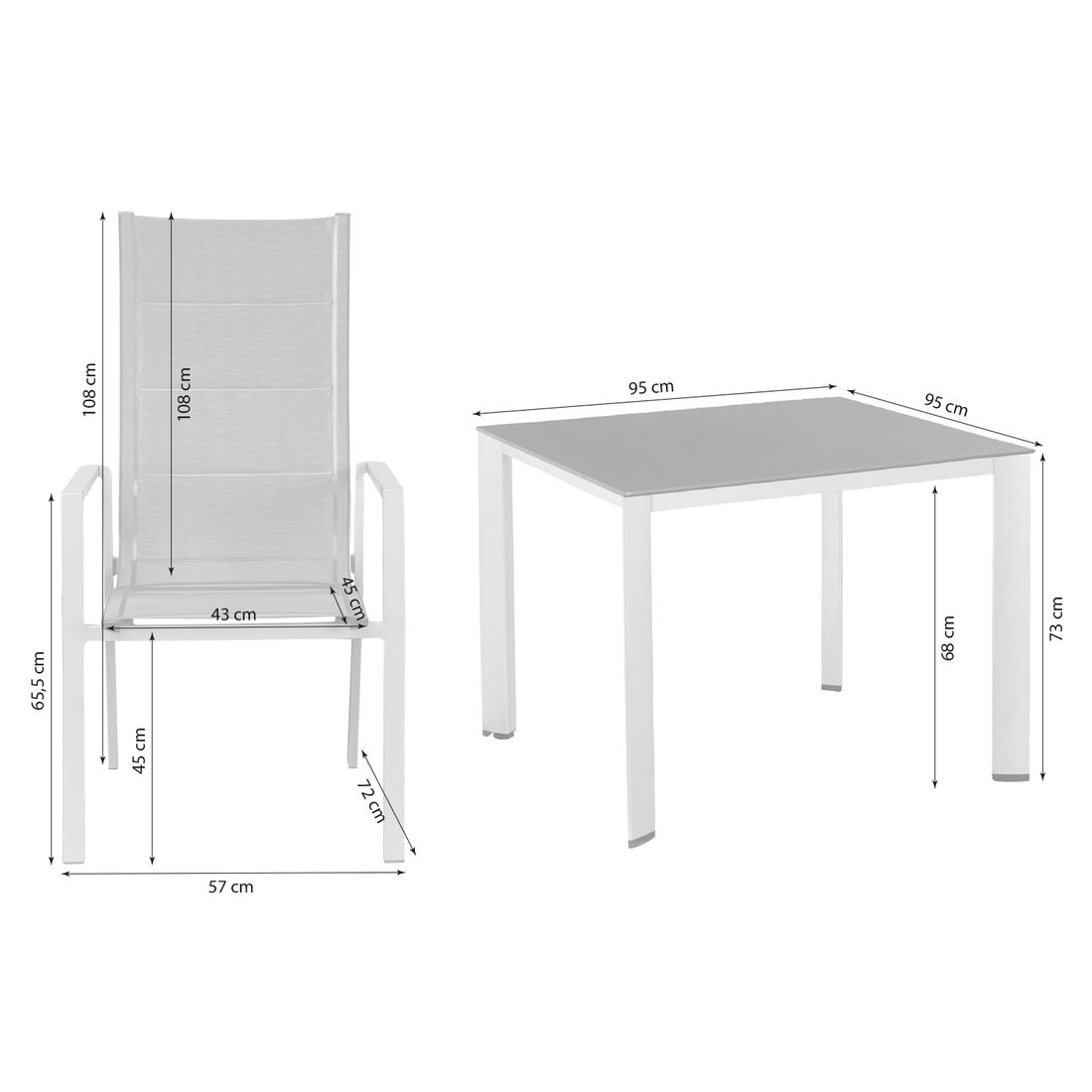 OUTLIV. Melbourne Gartenmöbel-Set M (4 Plätze) mit Kettler Tisch 95x95cm