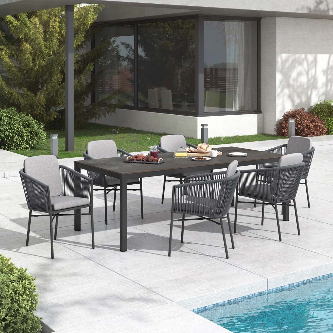 OUTLIV. Ohio Gartenmöbel-Set L (6 Plätze) Tisch 220x100cm