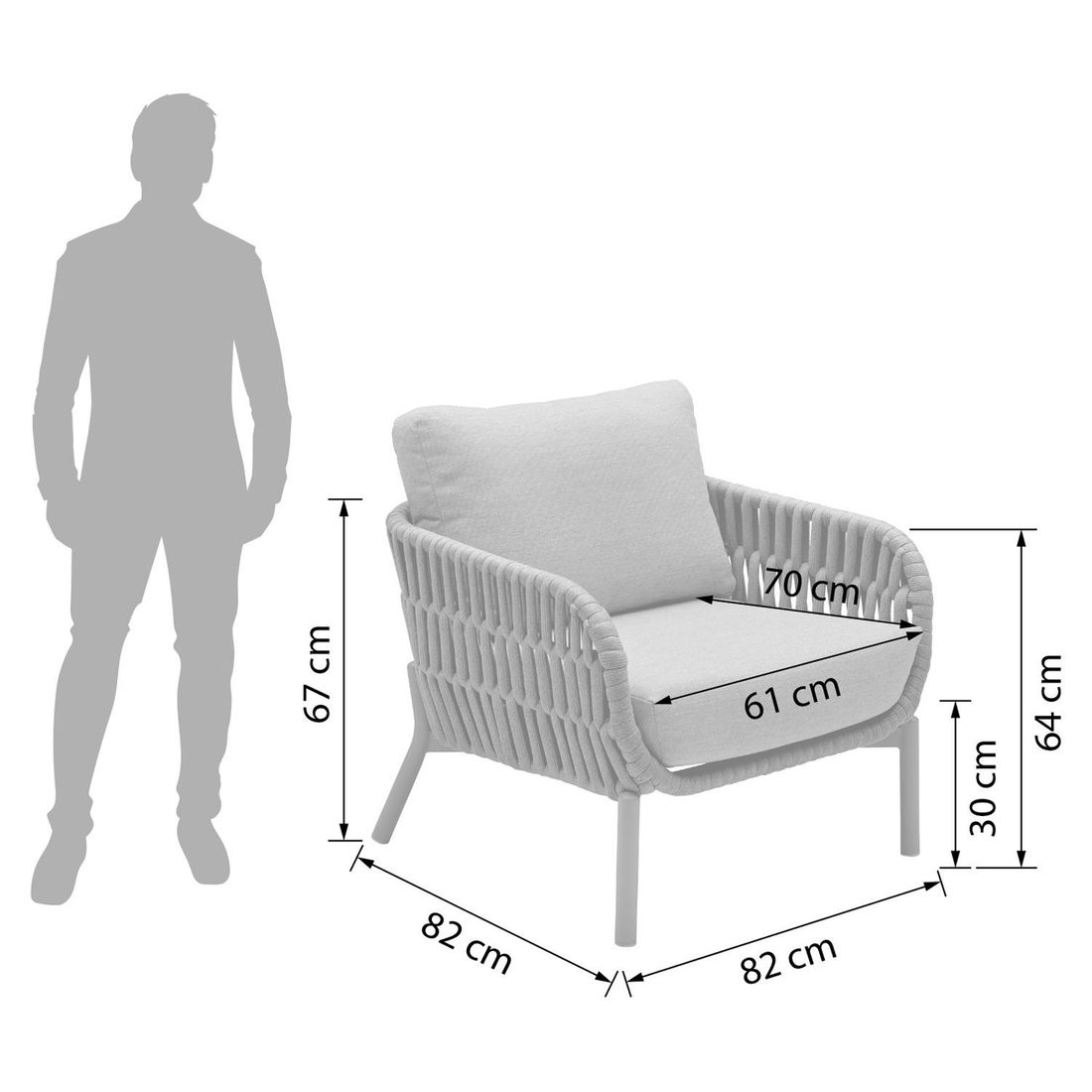 LC Garden Terano Low Dining Dininglounge Tisch 180x90cm Aluminium/Rope/Olefin