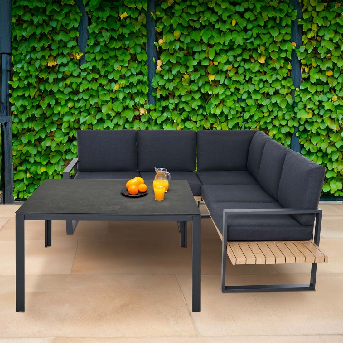 Siena Garden Bari Dininglounge mit Tisch 130x130cm