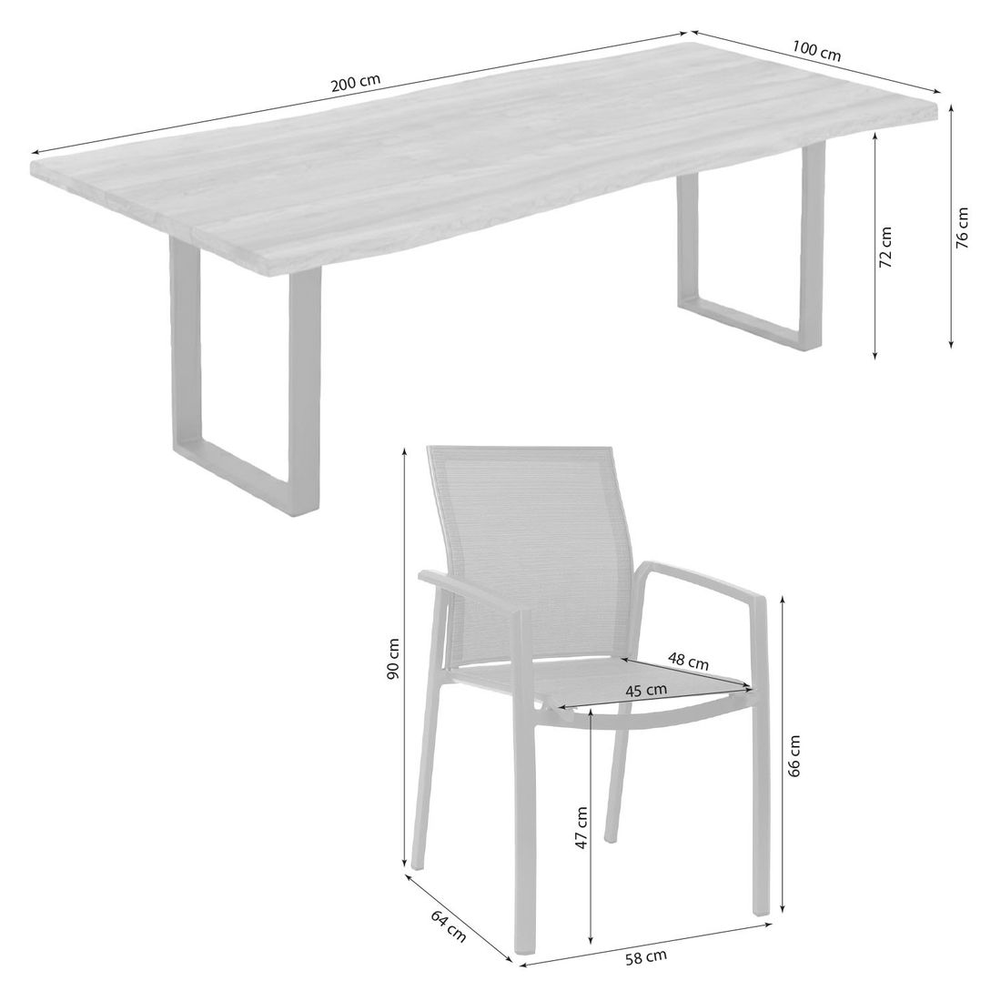 Stern Kari Gartenmöbel-Set L (6 Plätze) mit OUTLIV. Tisch 200x100 cm