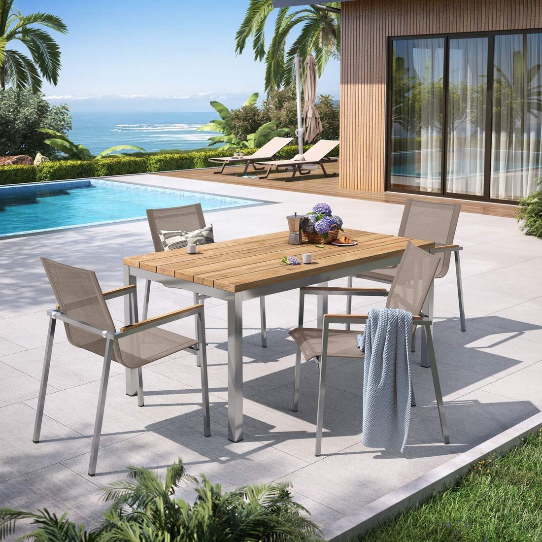 OUTLIV. Rimini Gartenmöbel-Set M (4 Plätze) Tisch 160x90cm